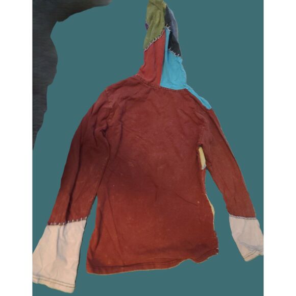 Hippie Boho Zip Up Embroidered Patchwork Hooded Nepal Jacket Size Medium - Picture 3 of 7